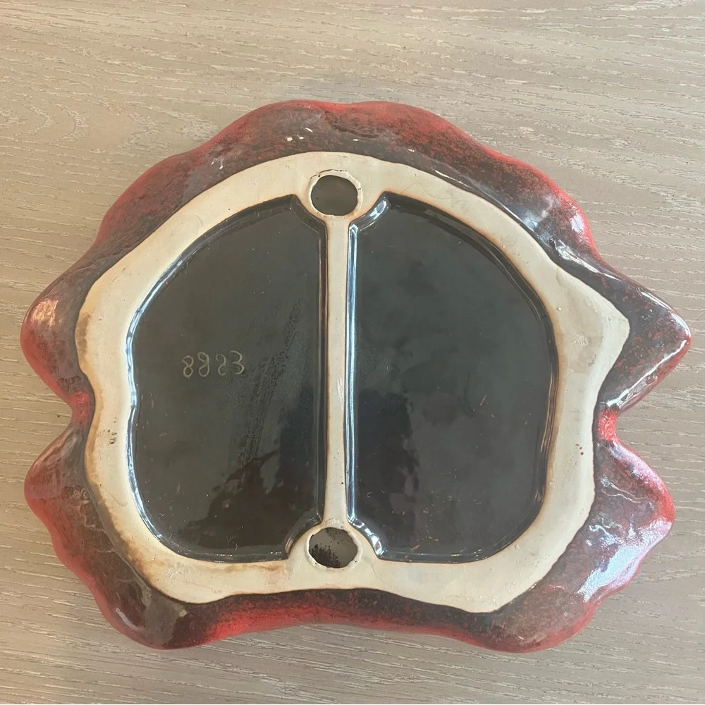 Red Ceramic Crab Shaped Serving Platter